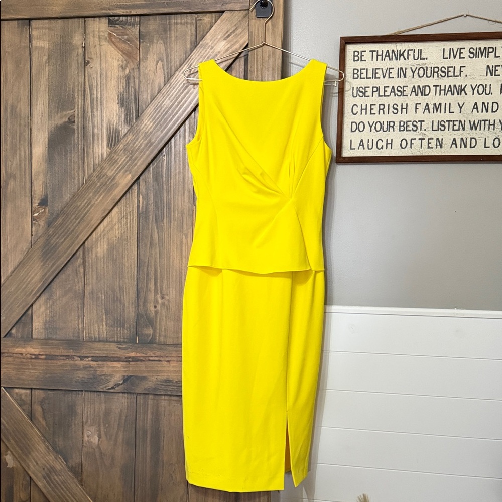 ANTONIO MELANI Vibrant Yellow Midi Dress in Size 4